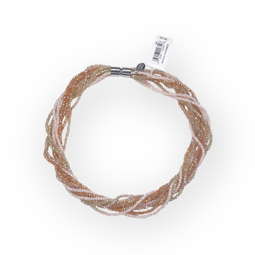 new Stella + Ruby ❃ Multi Strand Glass Bead Necklace ❃ Silver Cashmere Champagne - Picture 7 of 16